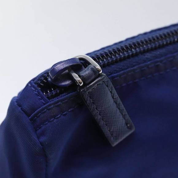 PRADA Pouch Nylon Blue Silver Auth 87469 - Picture 8 of 16